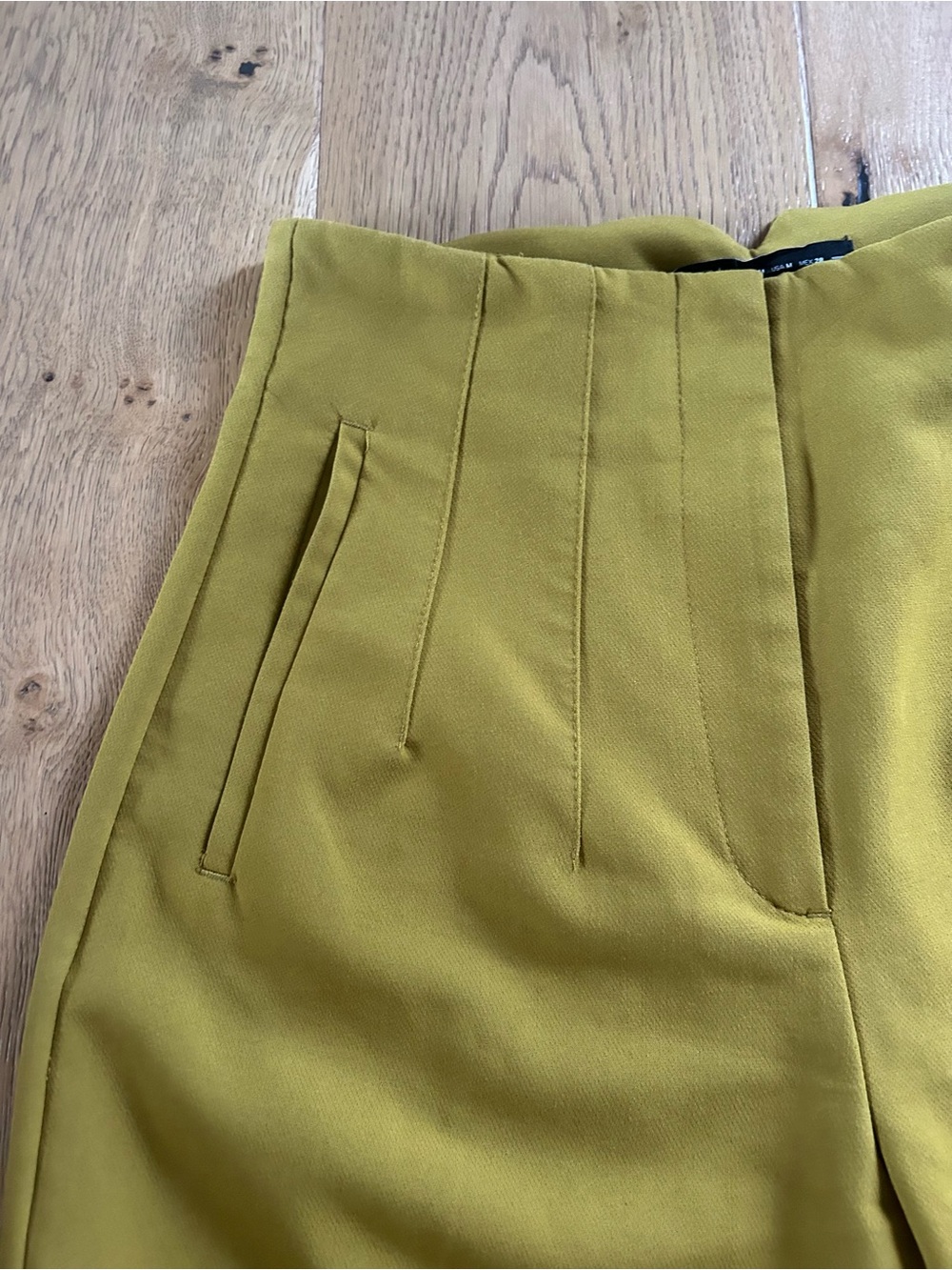 High-Waist Slim Tapered Men’s Pants - Mustard - Picture 4 of 5